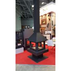 Стальной камин с четырьмя стеклами Эклипс островной 4D графит фото в Гомеле