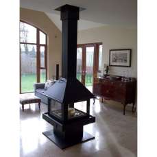 Стальной большой камин со стеклами Эклипс островной 4D графит фото в Гомеле