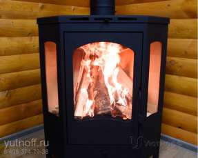 Стальной камин со стеклами Бавария панорама угловая фото в Гомеле