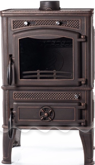 Печь-камин чугунный FireWay Dacha с варочной поверхностью патина бронза Амазонка бай фото в Гомеле