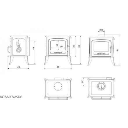 Купить Печь-камин чугунный Kratki Koza K7 с термостатом в Гомеле Амазонка бай фото в Гомеле