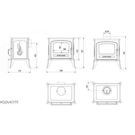 Купить Печь-камин чугунный Kratki Koza K7 с турбиной в Гомеле Амазонка бай фото в Гомеле