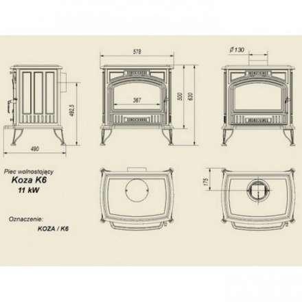 Отопительная печь Kratki Koza/K6 (декор дверцы) Амазонка бай фото в Гомеле