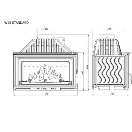 Каминная топка Kawmet W15 STANDARD 18 кВт в Гомеле