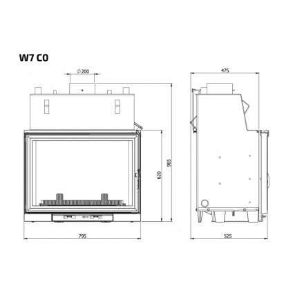 Каминная топка Kawmet W7CO 25,3 кВт с водяным контуром в Гомеле