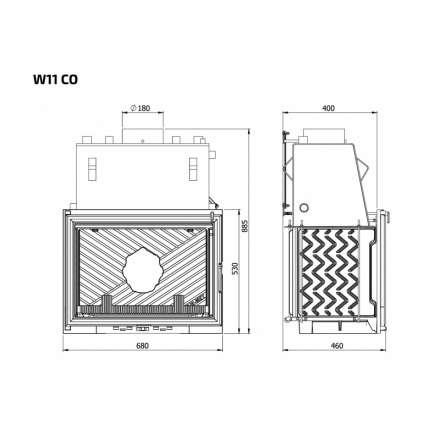 Каминная топка Kawmet W11CO 18 кВт с водяным контуром в Гомеле
