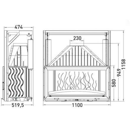 Каминная топка Invicta 1100 Grand Vision с подъёмом в Гомеле