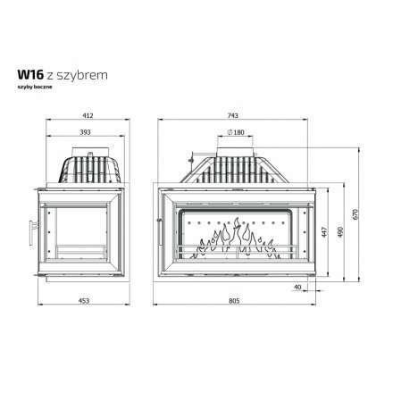 Каминная топка Kawmet W16PB 14,7 кВт в Гомеле