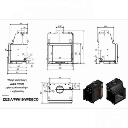 Каминная топка Kratki Zuzia/PW/19/W/DECO в Гомеле