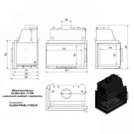 Каминная топка Kratki Oliwia/PW/BL/17/BS/W в Гомеле