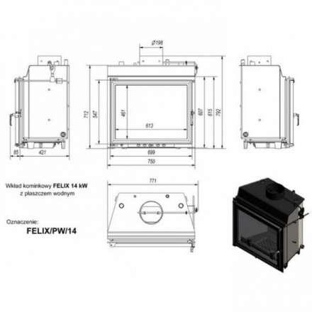 Каминная топка Kratki Felix/PW/14/W в Гомеле