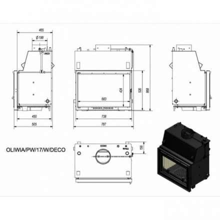 Каминная топка Kratki OLIWIA/PW/17/W/DECO в Гомеле