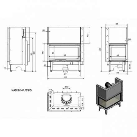 Каминная топка Kratki NADIA/14/L/BS/G в Гомеле
