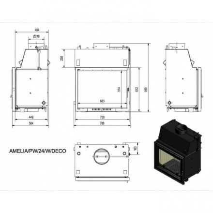 Каминная топка Kratki Amelia/PW/24/W/DECO (змеевик) в Гомеле