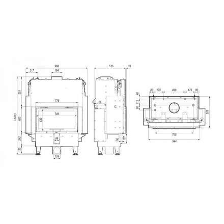 Каминная топка Defro Home RIVA ME G SHORT с водяным контуром и подъемом стекла вверх в Гомеле