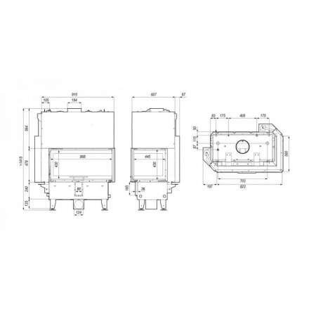 Каминная топка DEFRO HOME RIVA ME BL G SHORT угловая с водяным контуром и подъемом стекла вверх в Гомеле