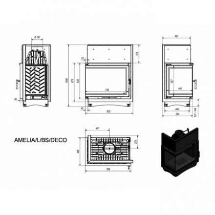 Каминная топка Kratki Amelia/L/BS/Deco в Гомеле