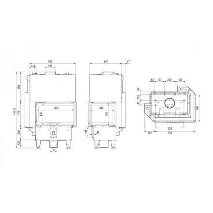 Каминная топка DEFRO HOME RIVA SM BL G SHORT угловая с водяным контуром и подъемом стекла вверх в Гомеле