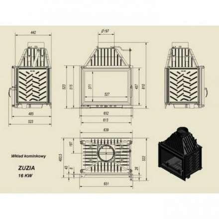 Каминная топка Kratki Zuzia/GLASS (двойное стекло) в Гомеле