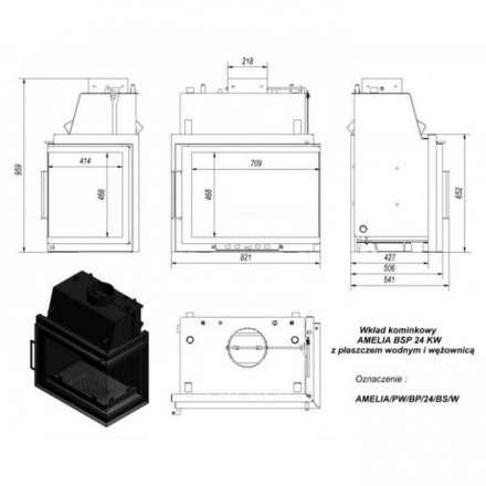 Каминная топка Kratki Amelia/PW/BP/24/BS/W в Гомеле