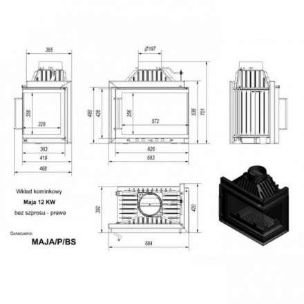 Каминная топка Kratki Maja/PW/12/G в Гомеле
