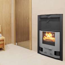 Отопительная печь со стеклом Теплодар Сиеста 30 фото в интерьере в Гомеле