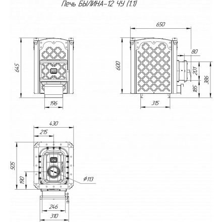 Печь для бани Теплодар Былина-12 ЧУ (1.1) в Гомеле